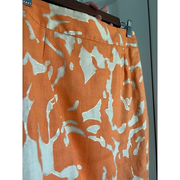 J. Crew Orange Patterned Linen Skirt - Picture 3 of 4